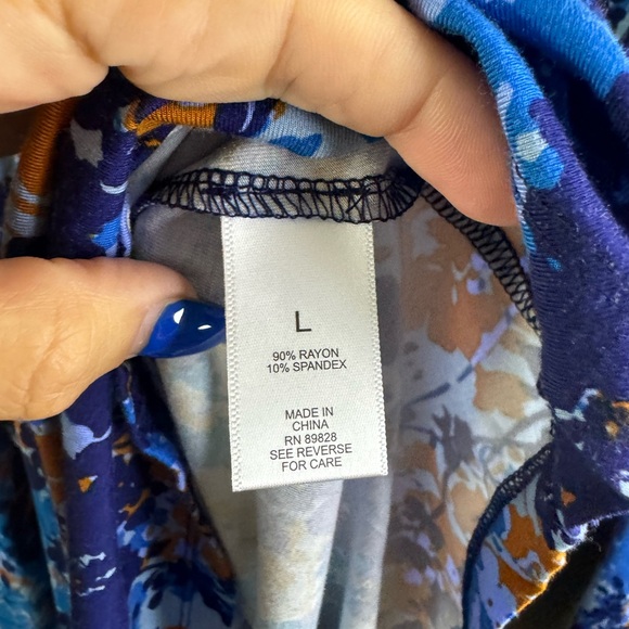 LOGO by Lori Goldstein multicolor Printed Rayon Mock Neck tunic Top size large - Picture 4 of 6